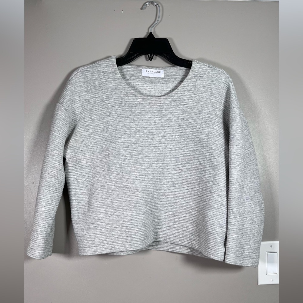 Everlane Heathered Gray Ribbed Boxy
Fit Cropped Sweater